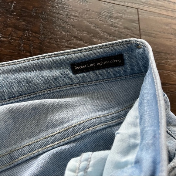 Citizens of Humanity Rocket Crop High Rise Skinny Light Blue Jeans Frayed Hem - Picture 6 of 12